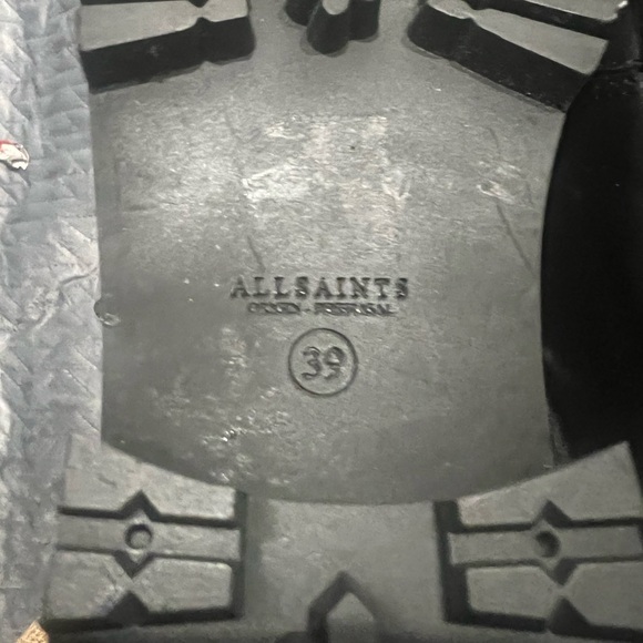 AllSaints Womens Bootie Black Lia Calf Leather Drawstring Boots 39 (8.5W) - Picture 9 of 10